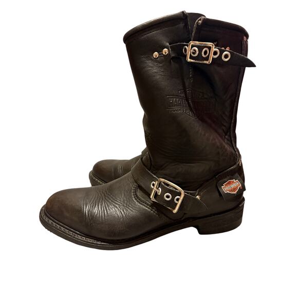 Rare VTG Harley-Davidson Size 9 Women’s Soft Black Leather Pull On Boots - Picture 1 of 14